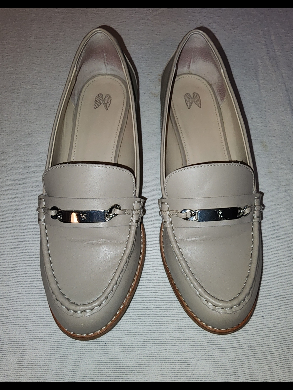 Victoria's Secret Taupe Leather Loafers with Silver Bit